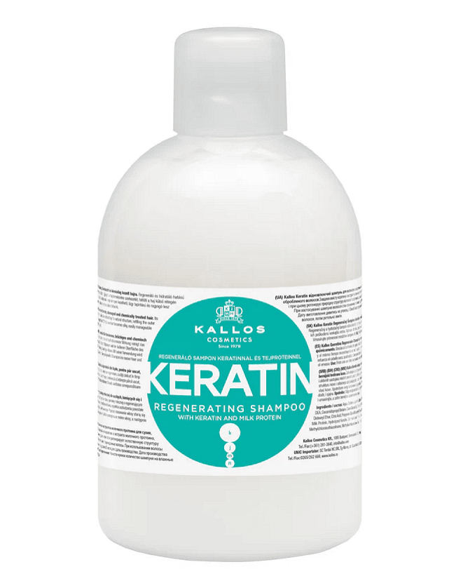Șampon Kallos Keratin cu keratină și proteine din lapte pentru păr uscat, deteriorat și tratat chimic