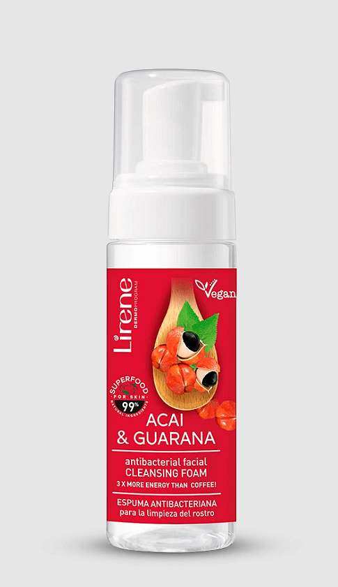 Spumă naturală de curățare a feței cu ACAI și GUARANA Lirene SUPERFOOD 150 ml