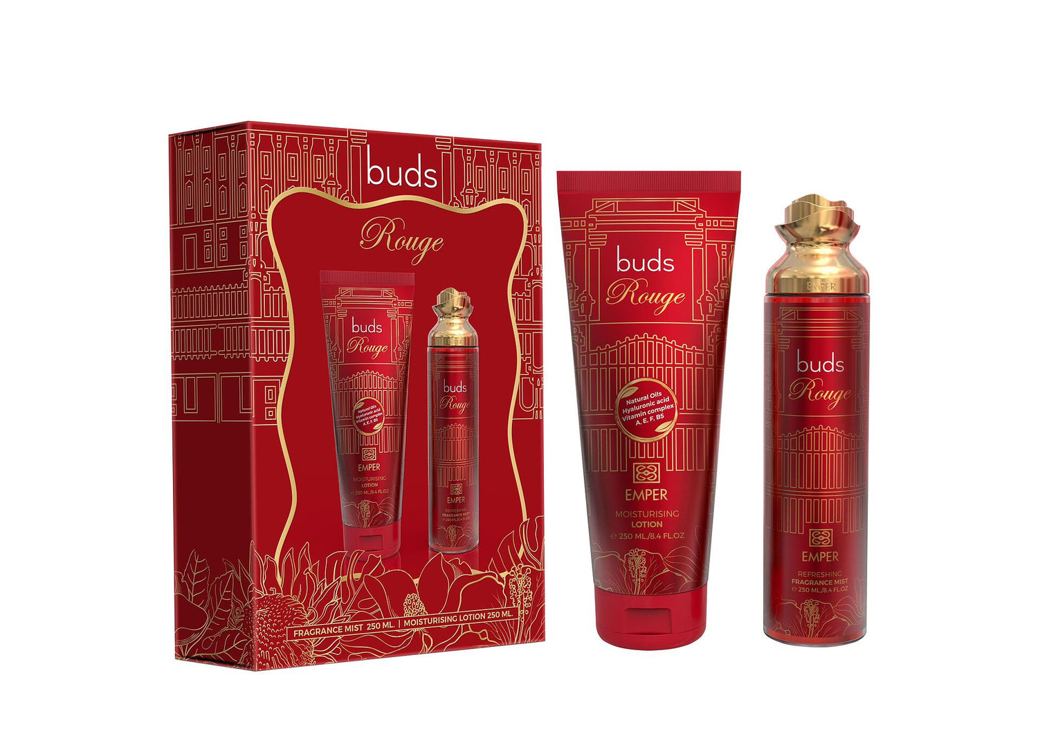 Set Buds Rouge (Loțiune de corp + Spray de corp)